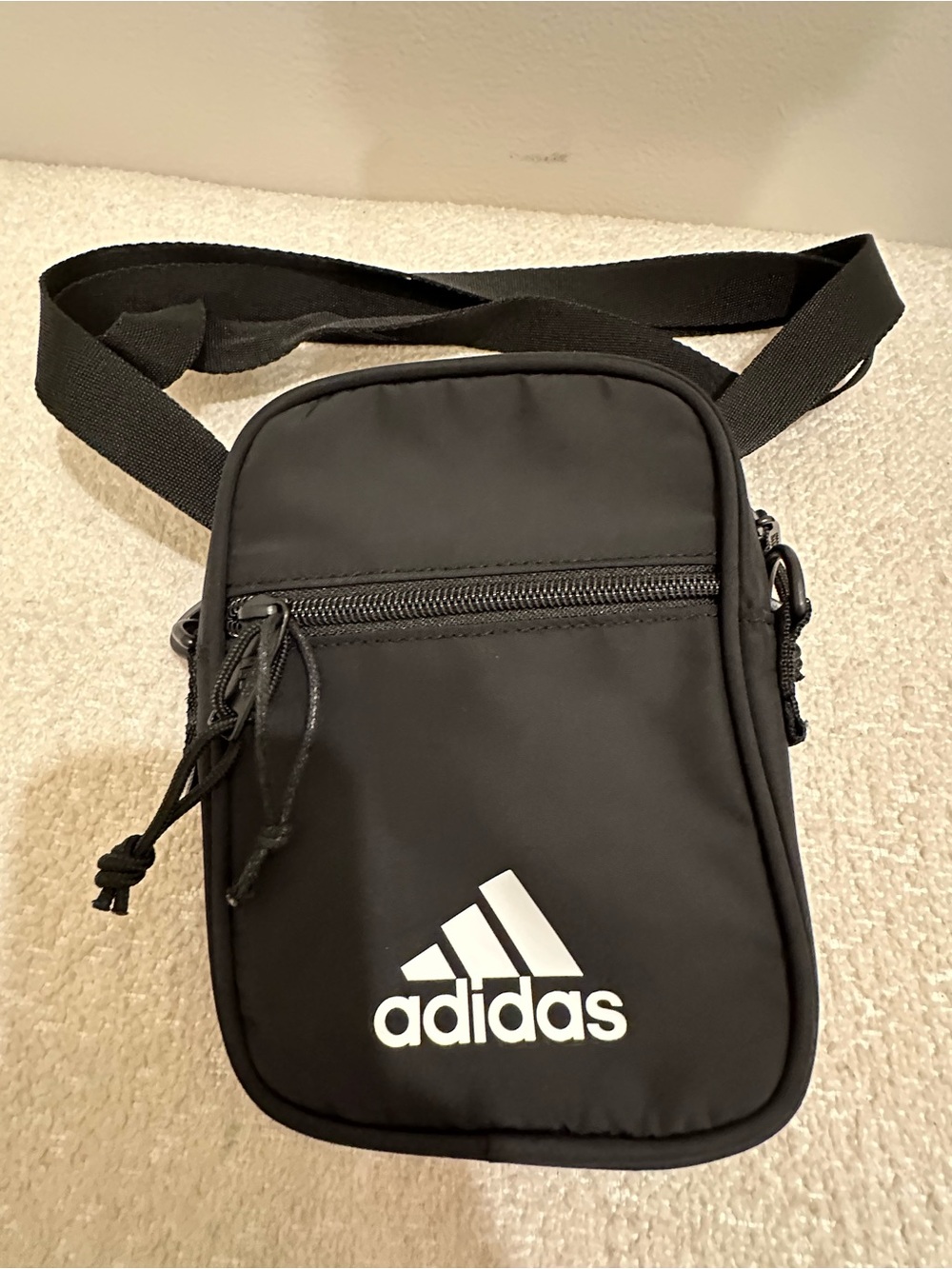 adidas Black Small Crossbody Pouch with White Logo